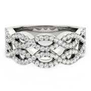 Bids.com Diamond Studded Double Interlocking Waves Ring in 14k White Gold  (5/8 cttw) Rings White Smoke 3 / White Gold,3.5 / White Gold,4 / White Gold,4.5 / White Gold,5 / White Gold,5.5 / White Gold,6 / White Gold,6.5 / White Gold,7 / White Gold,7.5 / White Gold,8 / White Gold,8.5 / White Gold,9 / White Gold