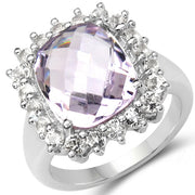 Bids.com 5.55 Carat Genuine Pink Amethyst and White Topaz .925 Sterling Silver Ring Rings White Smoke size 6.00,size 7.00,size 8.00,size 9.00,size 5.00