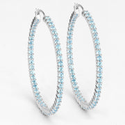Bids.com 3.60 Carat Genuine Swiss Blue Topaz .925 Sterling Silver Earrings Earrings White Smoke
