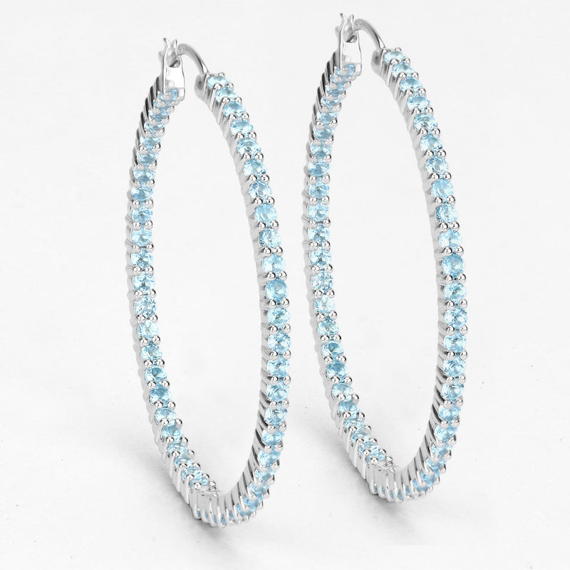 Bids.com 3.60 Carat Genuine Swiss Blue Topaz .925 Sterling Silver Earrings Earrings White Smoke