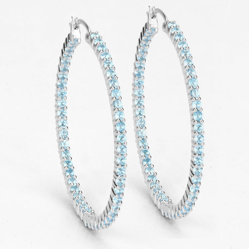 Bids.com 3.60 Carat Genuine Swiss Blue Topaz .925 Sterling Silver Earrings Earrings White Smoke