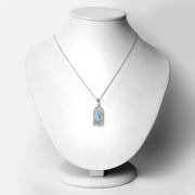 Bids.com 4.57 Carat Genuine Swiss Blue Topaz & White Topaz .925 Sterling Silver Pendant Pendants White Smoke