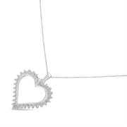 Bids.com .925 Sterling Silver 1/4 cttw 3-Prong Diamond Open Heart 18" Pendant Necklace (I-J Color, I3 Clarity) Necklaces White Smoke White.Sterling Silver / 18