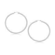 Bids.com 14k White Gold Polished Hoop Earrings (30 mm) Earrings White Smoke White Gold