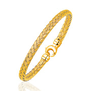 Bids.com Fancy Weave Bangle in 14k Yellow Gold (5.0mm) Bracelets White Smoke 7.25 / Yellow Gold