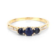 Bids.com 0.56 Carat Genuine Blue Sapphire and White Diamond 14K Yellow Gold Ring Rings White Smoke size 5.00,size 6.00,size 7.00,size 8.00,size 9.00