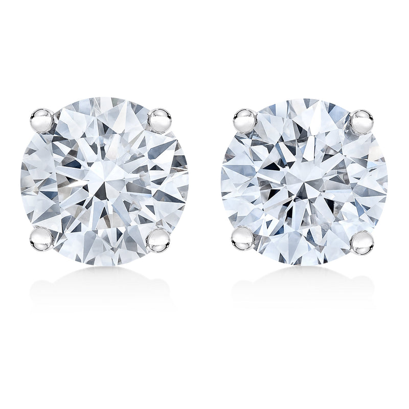 Bids.com AGS Certified 14K White Gold 1.0 Cttw 4-Prong Set Brilliant Round-Cut Solitaire Diamond Push Back Stud Earrings (H-I Color, SI2-I1 Clarity) Earrings White Smoke White.Gold / 1