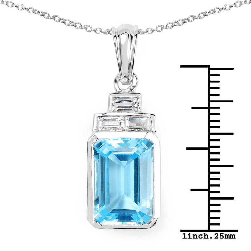 Bids.com 9.99 Carat Genuine Swiss Blue Topaz and White Topaz .925 Sterling Silver Pendant Pendants White Smoke