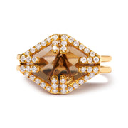 Bids.com 14K Yellow Gold Marquise-Cut Yellow Citrine and 1/3 Cttw Diamond Halo Cocktail Ring (G-H Color, SI1-SI2 Clarity) - Size 7 Rings White Smoke 7 / Yellow.Gold