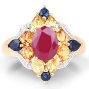 Bids.com 14K Yellow Gold Plated 3.76 Carat Genuine Multi Stone .925 Sterling Silver Ring Rings White Smoke size 6.00,size 7.00,size 8.00,size 9.00,size 5.00,size 10.00