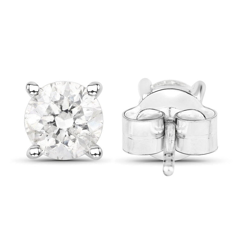 Bids.com 0.80 Carat Genuine White Diamond 14K White Gold Earrings Earrings White Smoke