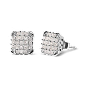 Bids.com 10K White Gold 3/4 Cttw Princess Diamond Composite Open Frame Stud Earrings (I-J Color, I1-I2 Clarity) Earrings White Smoke White.Gold / 0.75