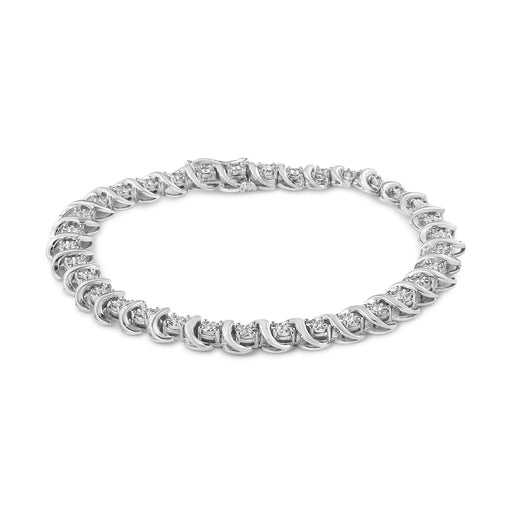 Bids.com .925 Sterling Silver 1/3 Cttw Miracle-Set Diamond "S" Link Tennis Bracelet (I-J Color, I3 Clarity) - Size 7.25" Bracelets White Smoke White.Sterling Silver / 7.25
