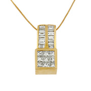 Bids.com 14K Yellow Gold 1 1/4 cttw Princess and Baguette Cut Geometric Inspired Diamond Pendant Necklace (H-I, VS1-VS2) Necklaces White Smoke Yellow.Gold / 18