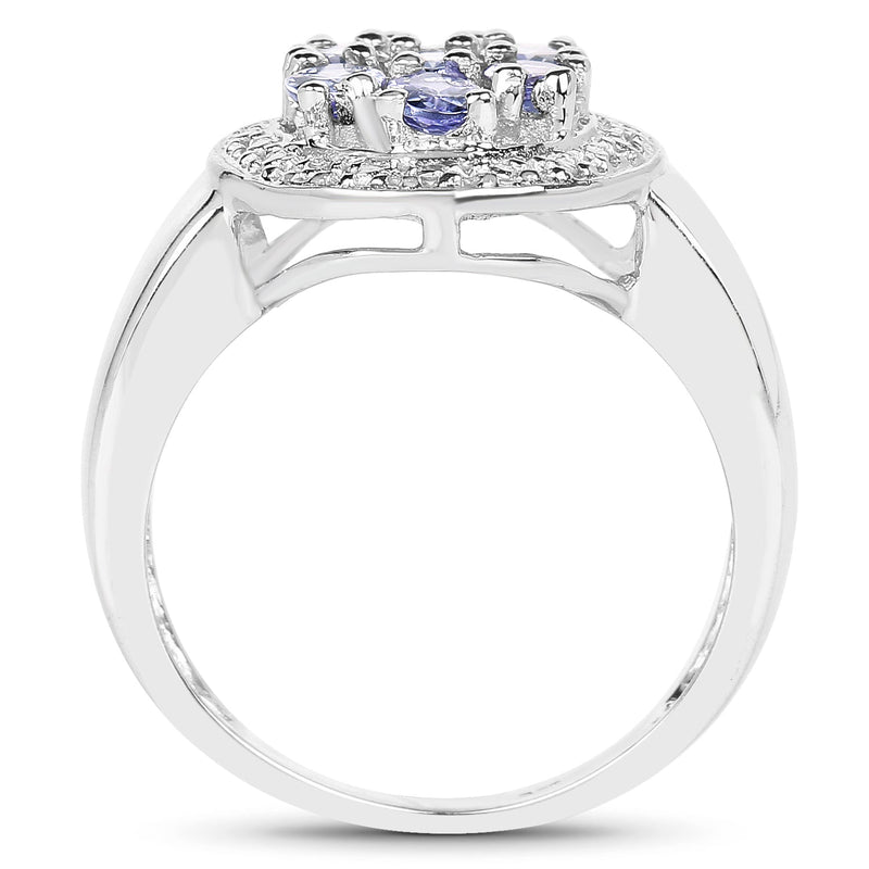 Bids.com 1.19 Carat Genuine Tanzanite .925 Sterling Silver Ring Rings White Smoke size 6.00,size 7.00,size 8.00,size 9.00,size 5.00,size 10.00