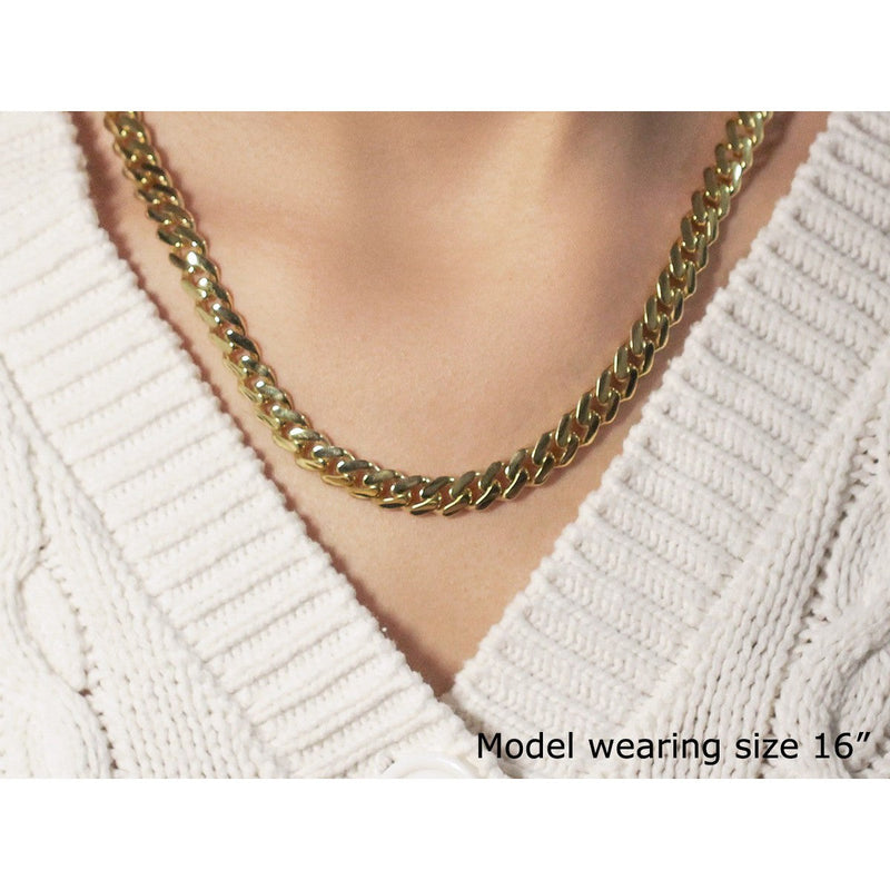 Bids.com 14k Yellow Gold Polished Miami Cuban Chain Necklace Necklaces Lavender 22 / Yellow Gold