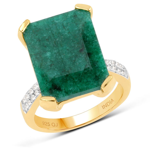 Bids.com 7.64 Carat Dyed Emerald and White Diamond .925 Sterling Silver Ring Rings White Smoke size 7.00,size 8.00,size 9.00,size 10.00,size 5.00,size 6.00,size 6.50