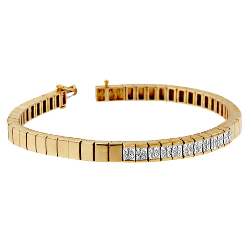 Bids.com 14K Yellow Gold Princess Cut Diamond Banded Bracelet (1.00 cttw, G-H Color, VS1-VS2 Clarity) Bracelets White Smoke Yellow.Gold / 7