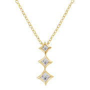 Bids.com 10K White Gold 1/5 Cttw Princess Cut Diamond 3 Stone Drop 18" Pendant Necklace (H-I Color, SI2-I1 Clarity) Necklaces White Smoke White.Gold / 18,Yellow.Gold / 18