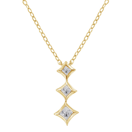Bids.com 10K White Gold 1/5 Cttw Princess Cut Diamond 3 Stone Drop 18" Pendant Necklace (H-I Color, SI2-I1 Clarity) Necklaces White Smoke White.Gold / 18,Yellow.Gold / 18