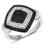 Bids.com 0.56 Carat Genuine White Diamond and Black Diamond .925 Sterling Silver Ring Rings White Smoke size 6.00,size 7.00,size 8.00
