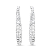 Bids.com 18K White Gold 3 5/8 Cttw Round Diamond Curved Inside-Outside Hoop Earrings (F-G Color, VS1-VS2 Clarity) Earrings White Smoke White.Gold / 3.66