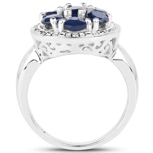 Bids.com 2.10 Carat Genuine Blue Sapphire .925 Sterling Silver Ring Rings White Smoke size 6.00,size 8.00,size 7.00,size 9.00