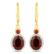Bids.com 6.98 Carat Dyed Ruby and White Diamond .925 Sterling Silver Earrings Earrings White Smoke