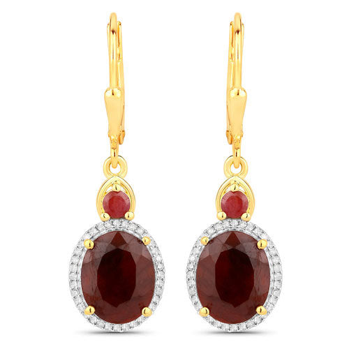 Bids.com 6.98 Carat Dyed Ruby and White Diamond .925 Sterling Silver Earrings Earrings White Smoke
