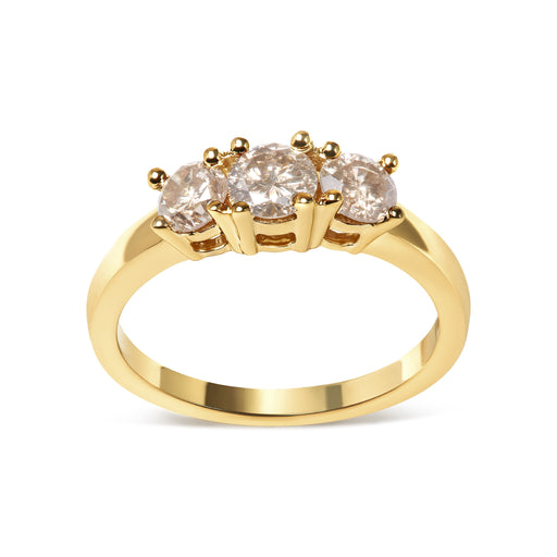 Bids.com 10K Yellow Gold 1.00 Cttw Champagne Diamond 3-Stone Band Ring (J-K Color, I1-I2 Clarity)  - Size 7 Rings White Smoke 5 / Yellow.Gold,8 / Yellow.Gold,6 / Yellow.Gold,9 / Yellow.Gold,7 / Yellow.Gold