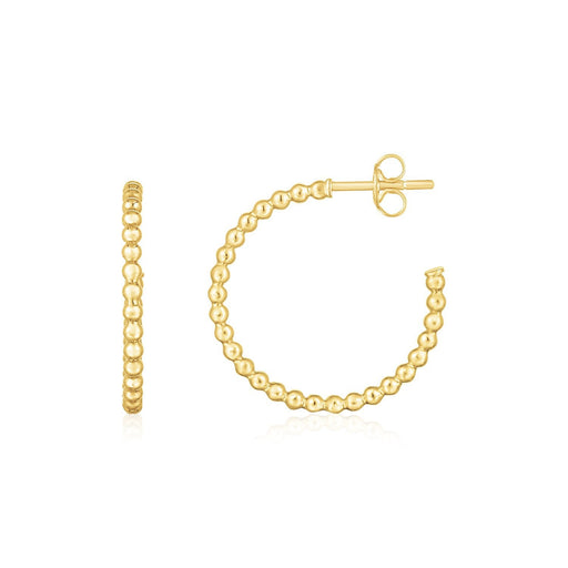 Bids.com 14K Yellow Gold Bead Hoop Earrings Earrings White Smoke Yellow Gold