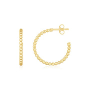 Bids.com 14K Yellow Gold Bead Hoop Earrings Earrings White Smoke Yellow Gold