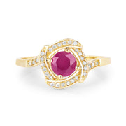 Bids.com 0.63 Carat Genuine Ruby and White Diamond 14K Yellow Gold Ring Rings White Smoke size 5.00,size 6.00,size 7.00,size 8.00,size 9.00