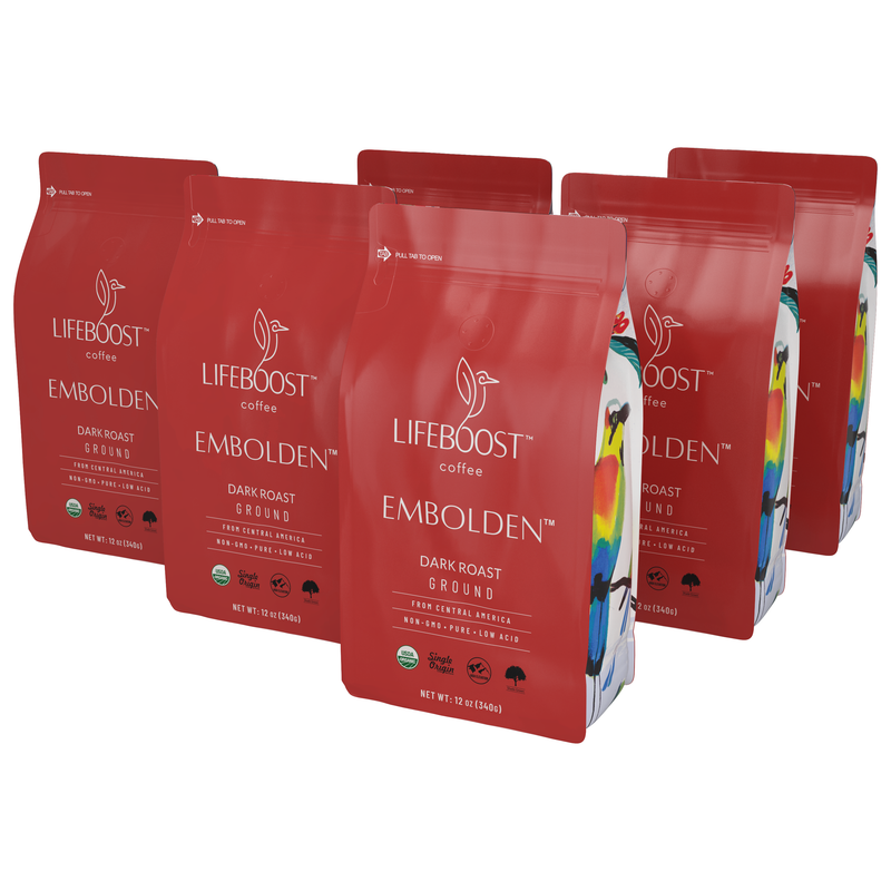 Lifeboost Coffee Embolden Dark Roast Dark Roast Brown Ground / 6