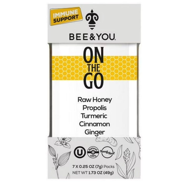 VIP Extensions Bee & You On the Go Immunity Honey Packets, 1.73 oz (12 Boxes of 7 Packets) Honey White Smoke