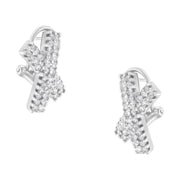 Bids.com 14K White Gold 2.0 Cttw Round-Brilliant Cut Diamond Domed X Shaped Omega Back Stud Earrings (H-I Color, I1-I2 Clarity) Earrings White Smoke White.Gold / 2