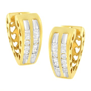 Bids.com 10K Yellow Gold 1/2 cttw Diamond Huggy Heart Hoop Earrings (I-J Clarity, I2-I3 Color) Earrings White Smoke Yellow.Gold / 0.5