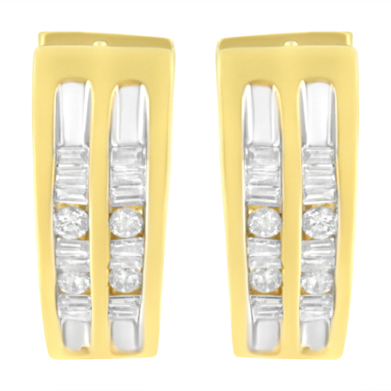 Bids.com 10K Yellow Gold 1/2 cttw Diamond Huggy Heart Hoop Earrings (I-J Clarity, I2-I3 Color) Earrings White Smoke Yellow.Gold / 0.5
