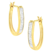 Bids.com 10K Yellow Gold 1/2 Cttw Invisible Set Princess-cut Diamond Hoop Earrings (H-I Color, SI2-I1 Clarity) Earrings White Smoke Yellow.Gold / 0.5