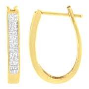Bids.com 10K Yellow Gold 1/2 Cttw Invisible Set Princess-cut Diamond Hoop Earrings (H-I Color, SI2-I1 Clarity) Earrings White Smoke Yellow.Gold / 0.5