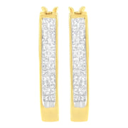 Bids.com 10K Yellow Gold 1/2 Cttw Invisible Set Princess-cut Diamond Hoop Earrings (H-I Color, SI2-I1 Clarity) Earrings White Smoke Yellow.Gold / 0.5