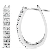 Bids.com 10K White Gold 1.0 Cttw Alternating  Diamond "U" Hoop Earrings (I-J Color, I2-I3 Clarity) Earrings White Smoke White.Gold / 1,Yellow.Gold / 1
