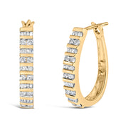 Bids.com 10K White Gold 1.0 Cttw Alternating  Diamond "U" Hoop Earrings (I-J Color, I2-I3 Clarity) Earrings White Smoke Yellow.Gold / 1