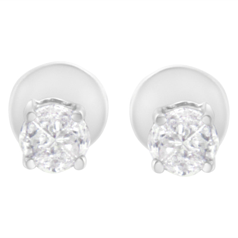 Bids.com 14K White Gold 1/2 Cttw Pie-Cut Diamond Solitaire Stud Earrings (H-I Color, SI1-SI2 Clarity) Earrings Lavender White.Gold / 0.5
