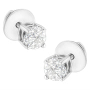 Bids.com 14K White Gold 1/2 Cttw Pie-Cut Diamond Solitaire Stud Earrings (H-I Color, SI1-SI2 Clarity) Earrings White Smoke White.Gold / 0.5