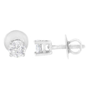 Bids.com 14K White Gold 1/2 Cttw Pie-Cut Diamond Solitaire Stud Earrings (H-I Color, SI1-SI2 Clarity) Earrings White Smoke White.Gold / 0.5