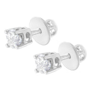 Bids.com 14K White Gold 1/2 Cttw Pie-Cut Diamond Solitaire Stud Earrings (H-I Color, SI1-SI2 Clarity) Earrings White Smoke White.Gold / 0.5