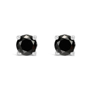 Bids.com .925 Sterling Silver 1/2 Cttw Black Diamond Solitaire Stud Earrings Earrings White Smoke White.Sterling Silver / 0.33