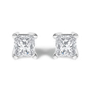 Bids.com .925 Sterling Silver 1/4 Cttw Princess-Cut Diamond Solitaire Stud Earrings (H-I Color, I1-I2 Clarity) Earrings White Smoke White.Sterling Silver / 0.25