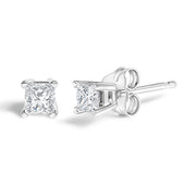 Bids.com .925 Sterling Silver 1/4 Cttw Princess-Cut Diamond Solitaire Stud Earrings (H-I Color, I1-I2 Clarity) Earrings White Smoke White.Sterling Silver / 0.25